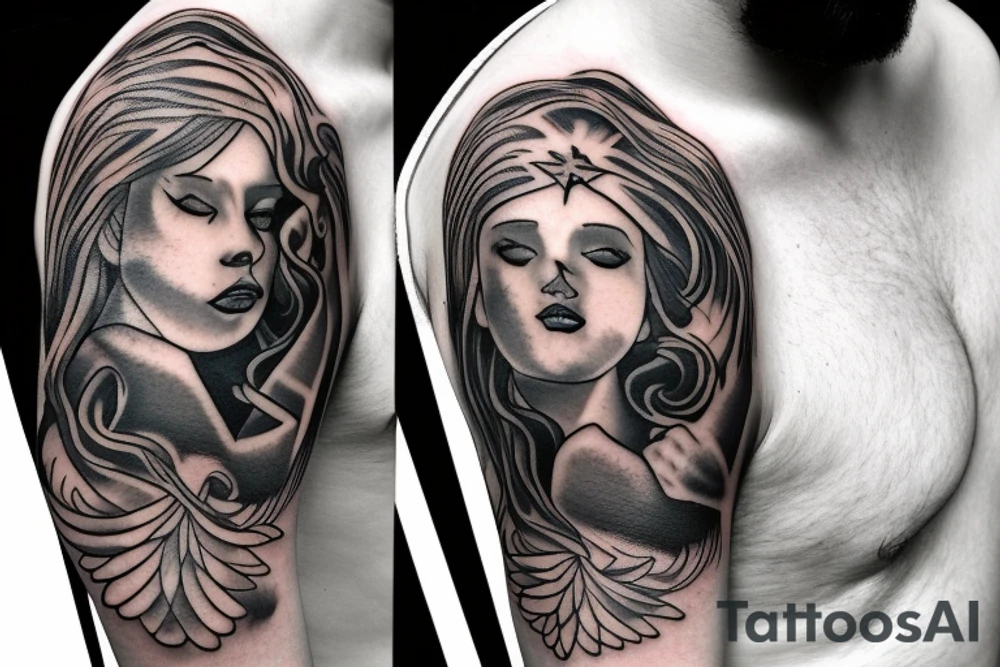 Angels embedded within clouds shoulder tattoo tattoo idea