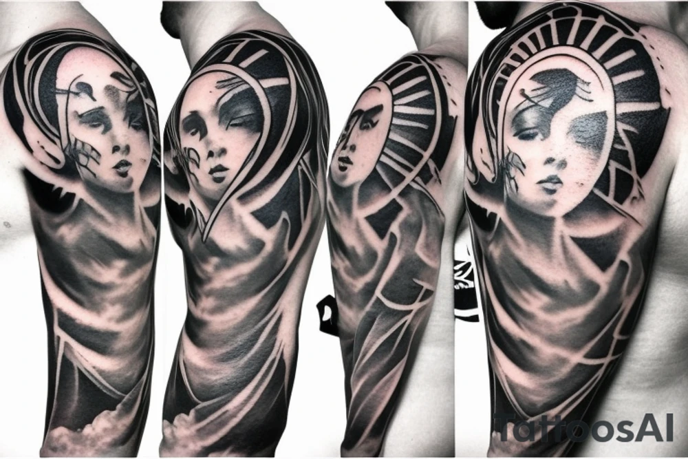 Angels embedded within clouds shoulder tattoo tattoo idea