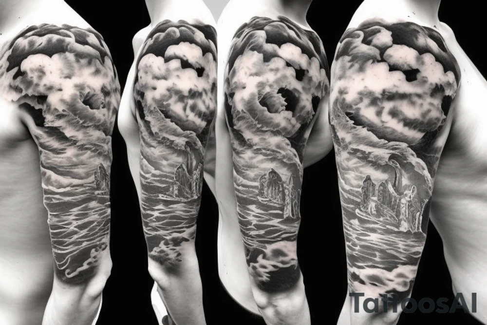Angels embedded within clouds shoulder tattoo tattoo idea Angels embedded within clouds shoulder tattoo tattoo idea