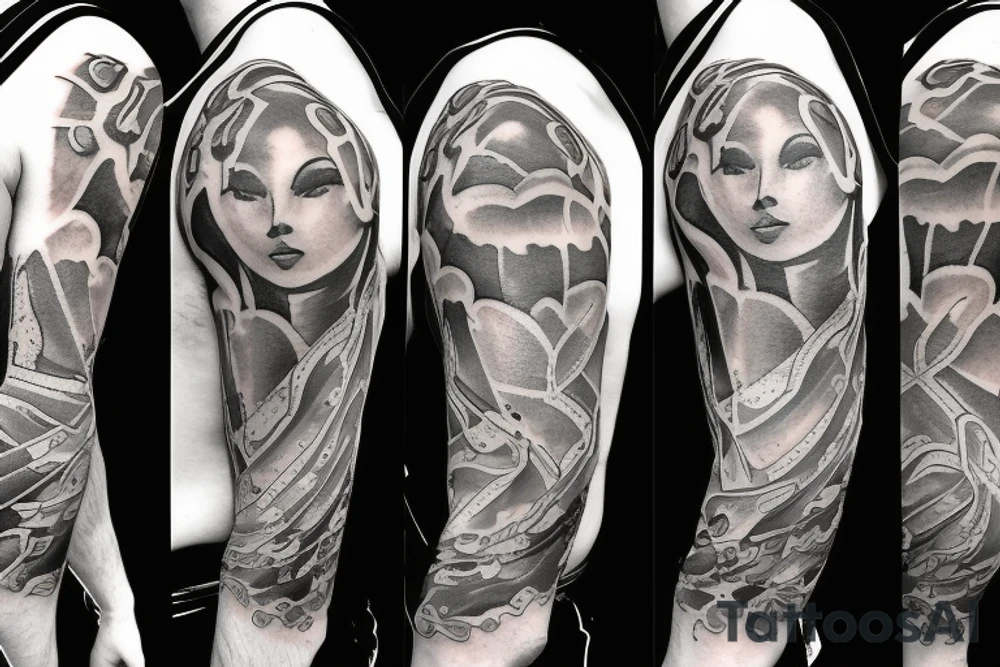 Angels embedded within clouds shoulder tattoo tattoo idea Angels embedded within clouds shoulder tattoo tattoo idea