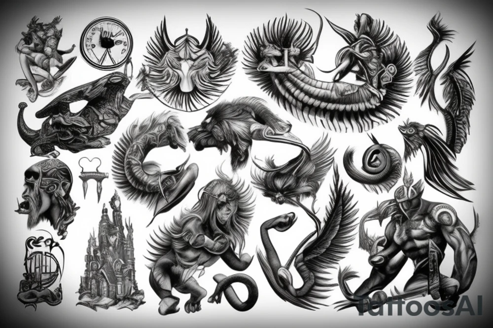 Something that goes well with mythological themes and travel to male biceps. tattoo idea