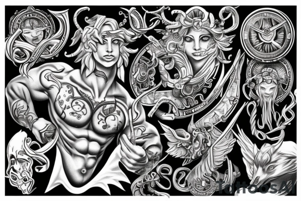 Something that goes well with mythological themes and travel to male biceps. tattoo idea