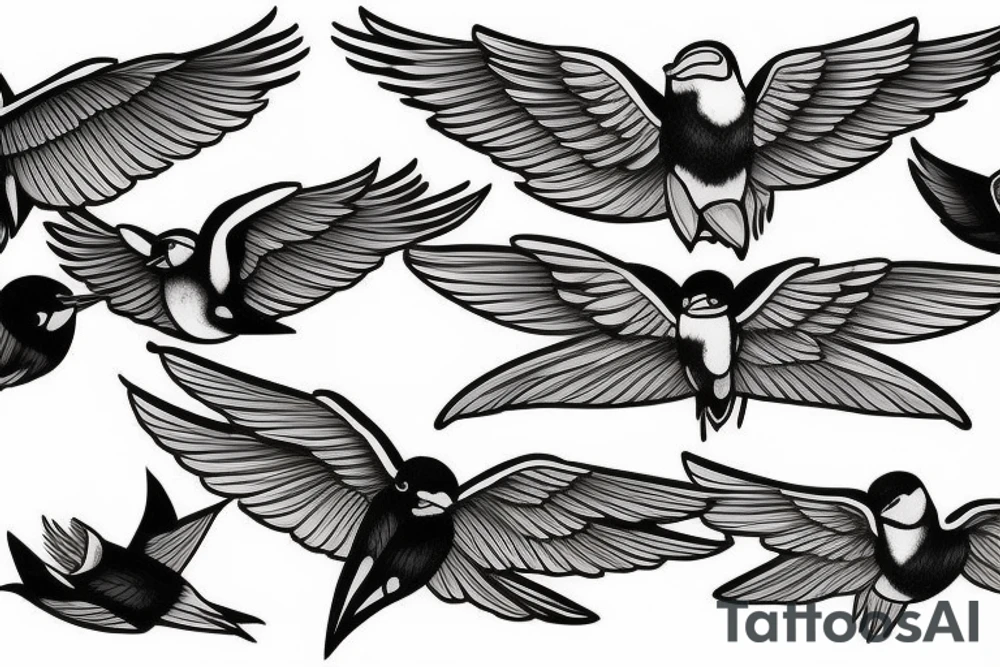 flying swallow traditional tattoo idea