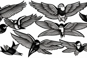 flying swallow traditional tattoo idea