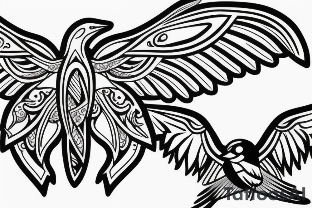 flying swallow traditional tattoo idea