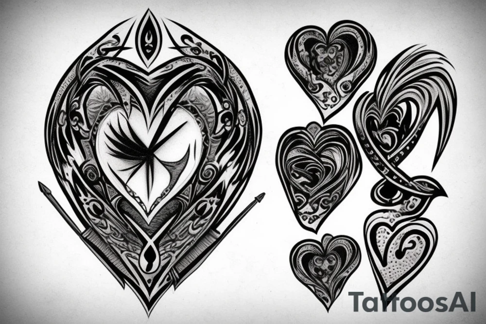 Dagger piercing heart tattoo idea