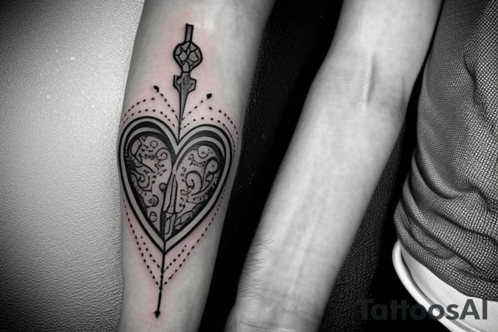 Dagger piercing heart tattoo idea