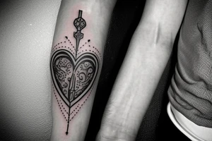 Dagger piercing heart tattoo idea