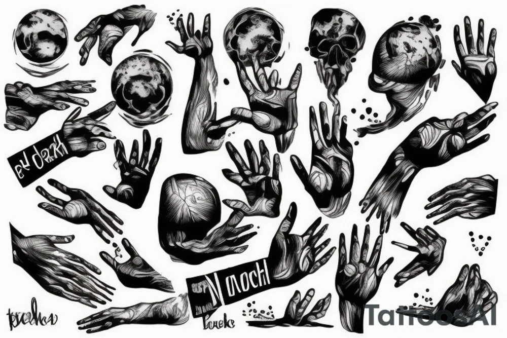 cracked earth with hand reaching out tattoo idea