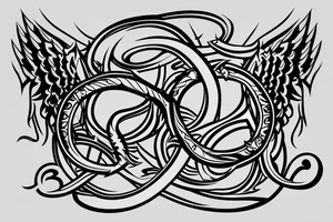 Nordic ouroboros hourglass with wings tattoo idea