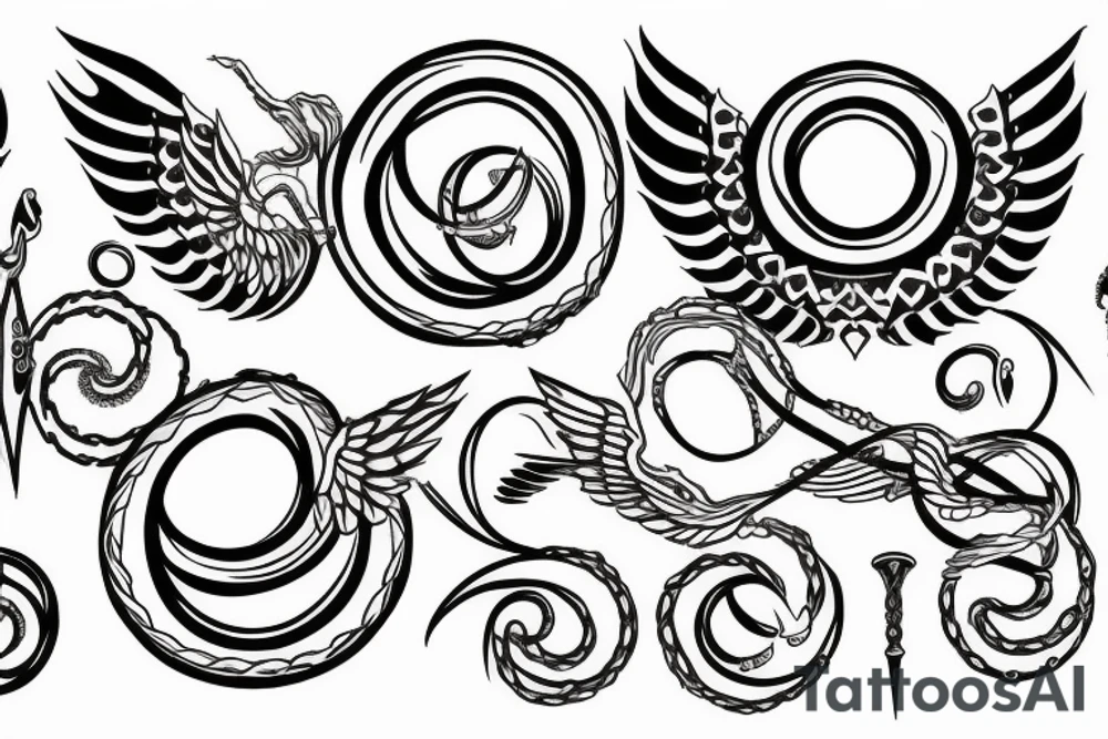 Nordic ouroboros hourglass with wings tattoo idea
