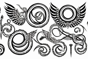 Nordic ouroboros hourglass with wings tattoo idea