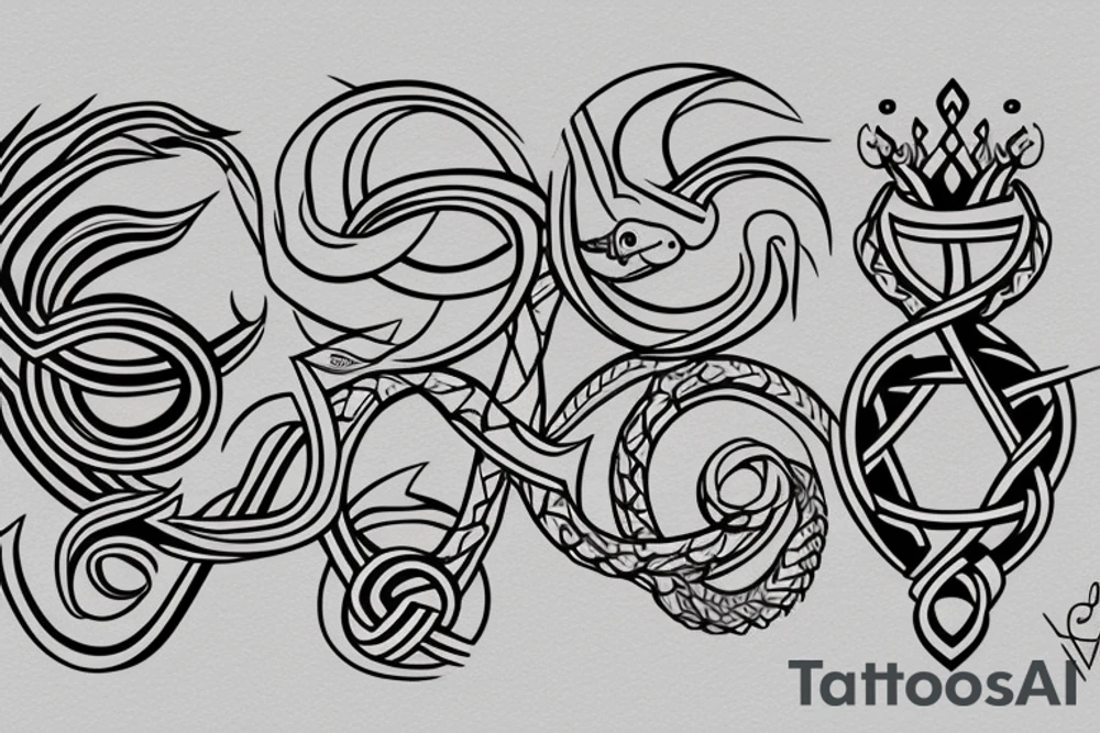 Nordic ouroboros hourglass tattoo idea