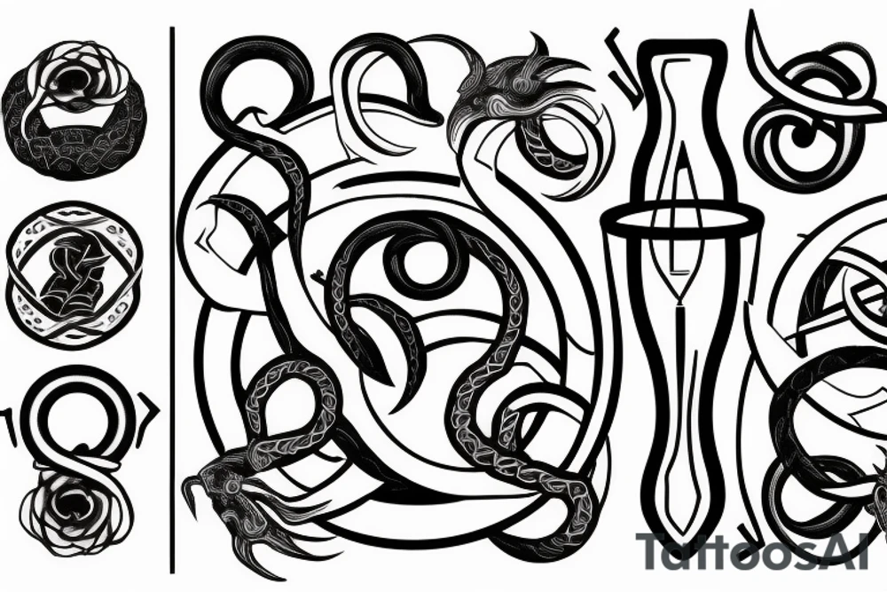Nordic ouroboros hourglass tattoo idea