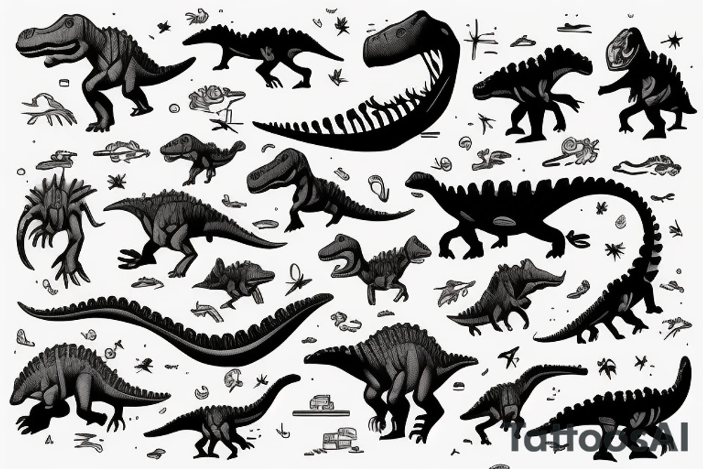 dinosaur on hoverboard tattoo idea