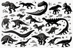 dinosaur on hoverboard tattoo idea