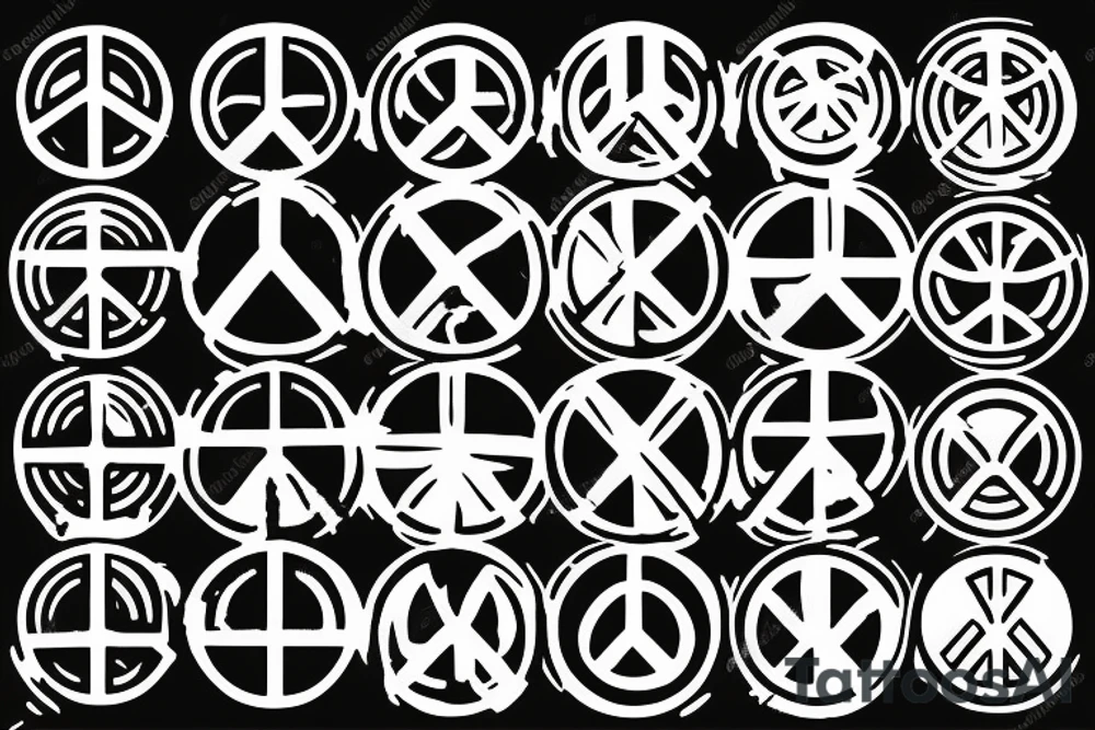 peace symbols combo tattoo idea