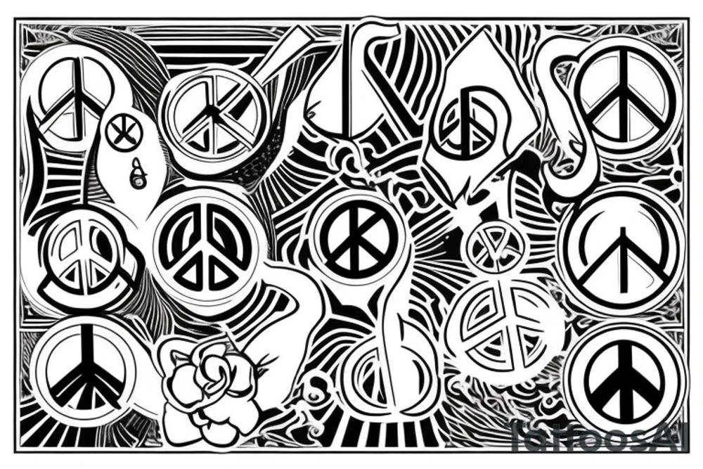peace symbols combo tattoo idea