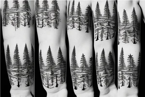 snowboard board, pines, snow, stars tattoo idea