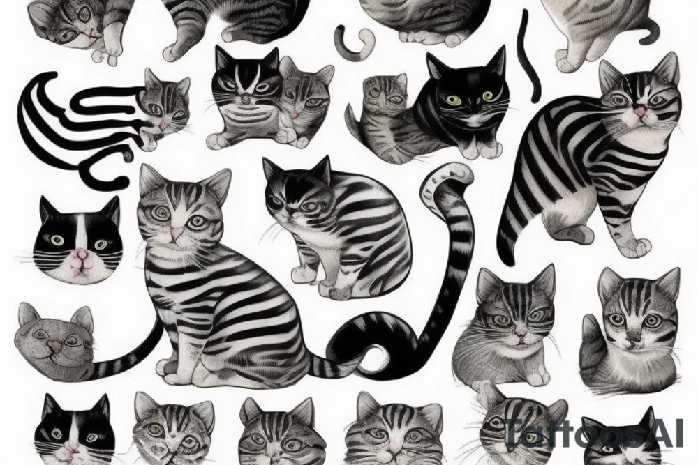 cat with stripes tattoo idea