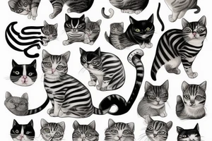 cat with stripes tattoo idea