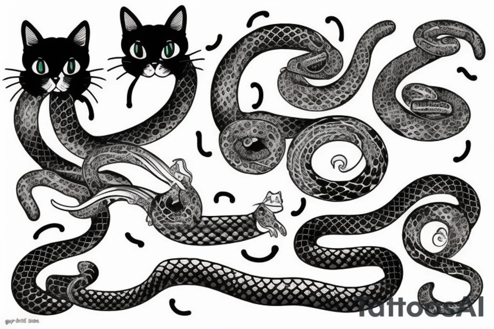 cat with snake tattoo idea