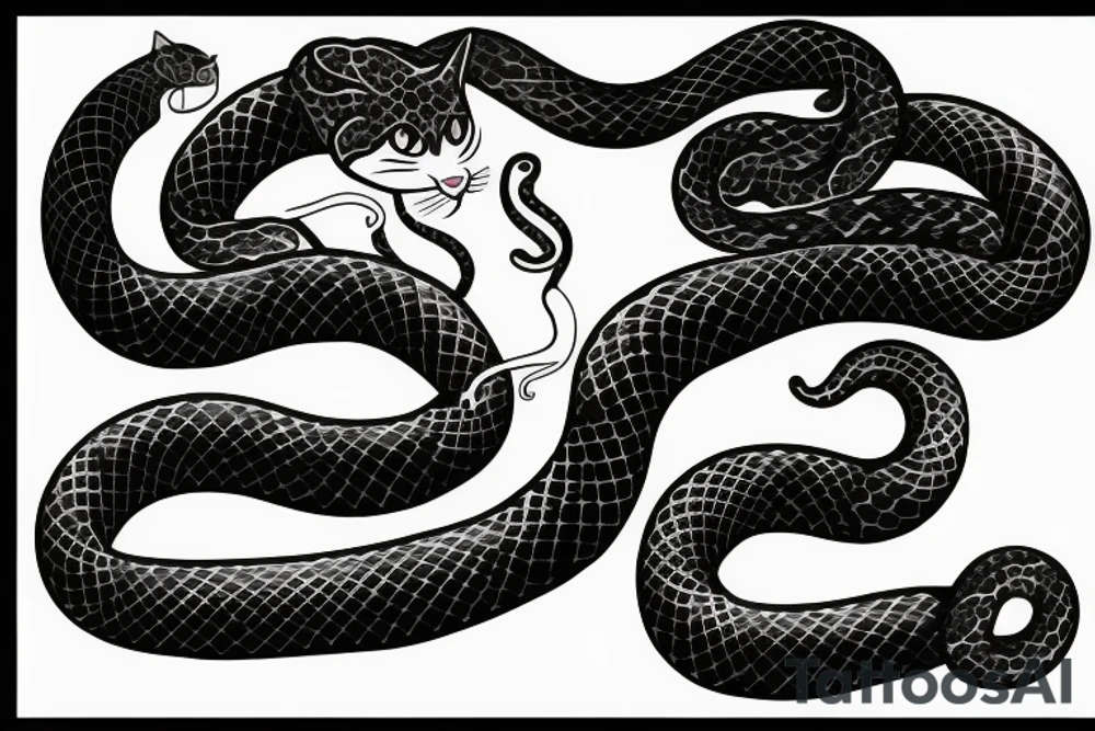 cat with snake tattoo idea