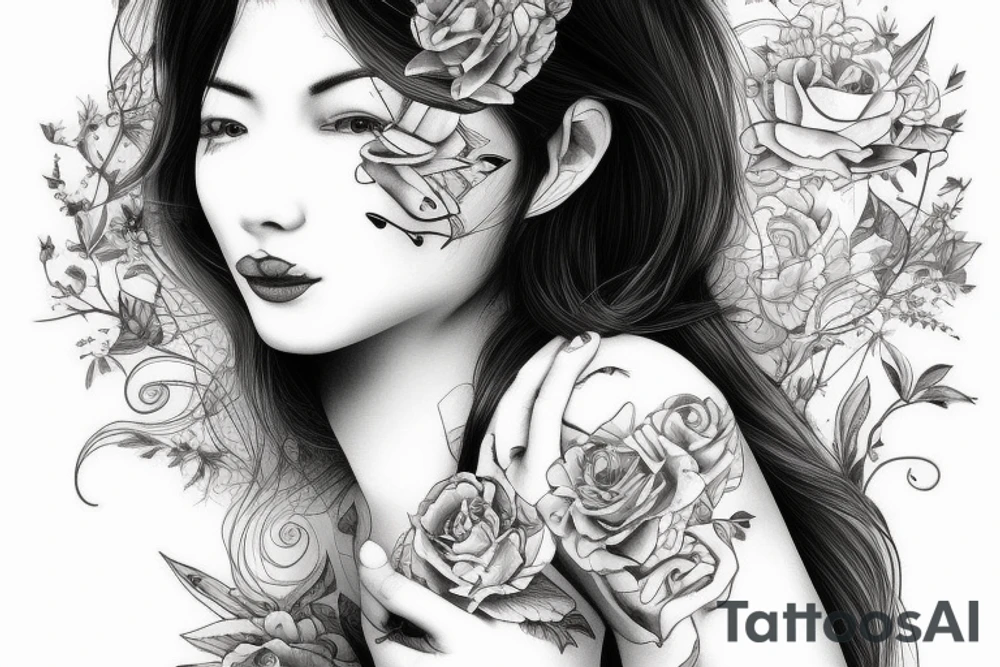 woman in tea tattoo idea