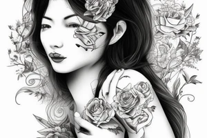 woman in tea tattoo idea