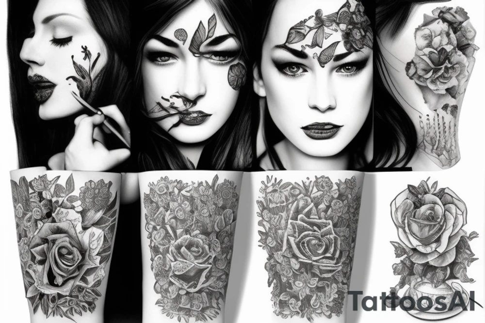 woman in cup tattoo idea