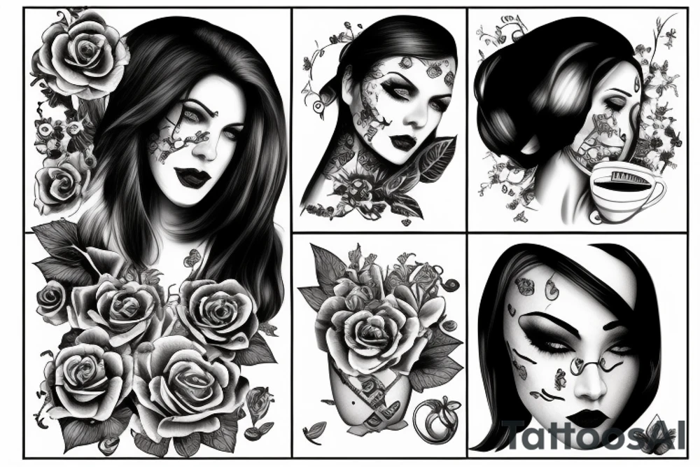 woman in cup tattoo idea