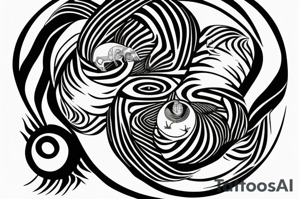 Zebra with a yin yang storm on the chest tattoo idea