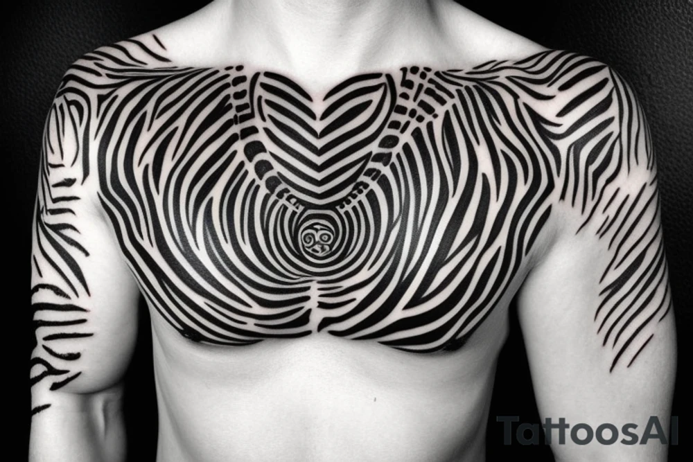 Zebra with a yin yang on the chest tattoo idea