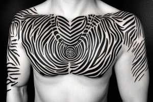 Zebra with a yin yang on the chest tattoo idea