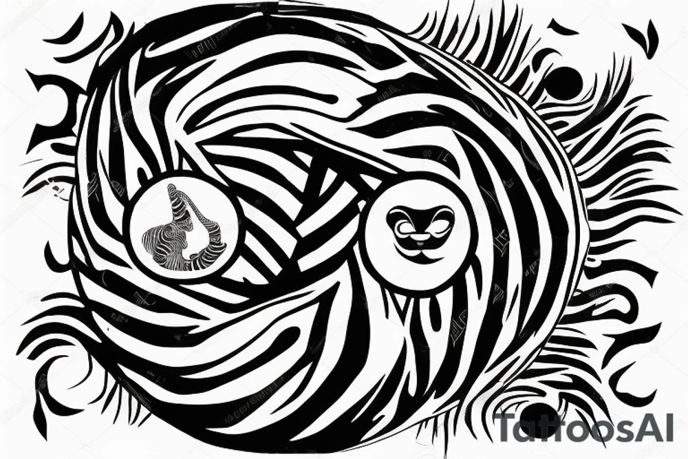 Zebra with a yin yang on the chest tattoo idea