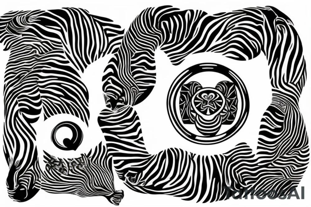 Zebra with a yin yang typhoon on its chest tattoo idea