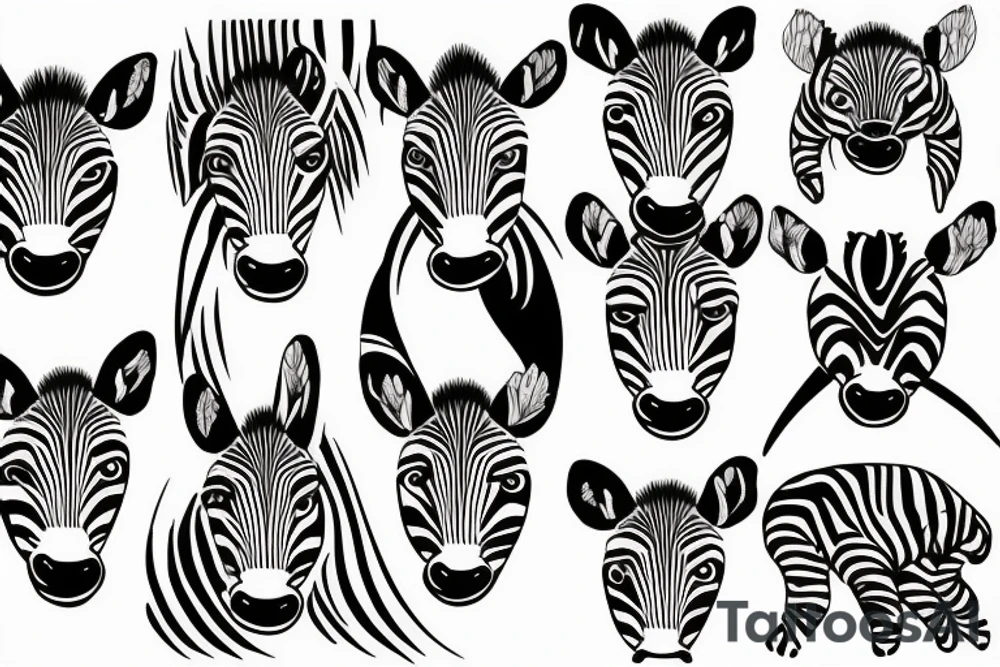 Zebra with yin yang eyes tattoo idea