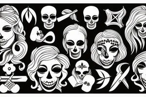 Women with a skull head and a kniffs tattoo idea