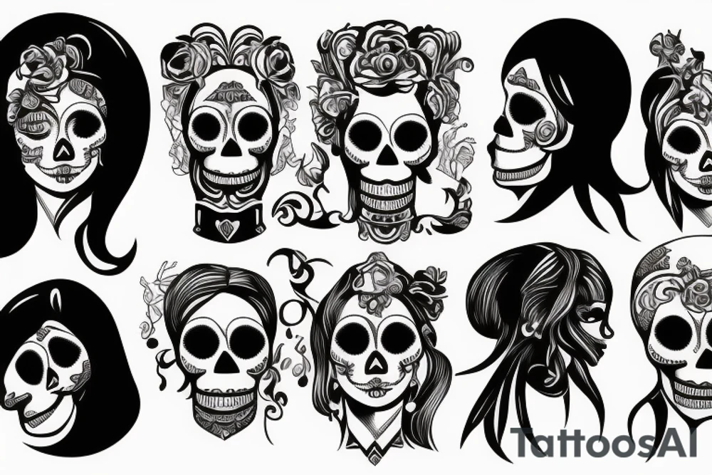 Women with a skull head and a kniffs tattoo idea
