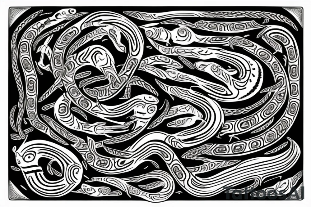 Rambow serpent with aboriginal design tattoo idea