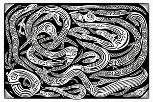 Rambow serpent with aboriginal design tattoo idea