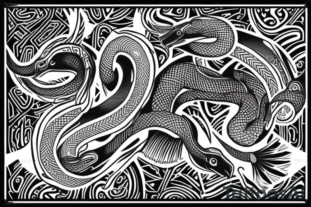 Rambow serpent with aboriginal design tattoo idea