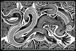 Rambow serpent with aboriginal design tattoo idea