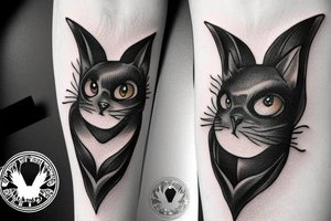 a bat landed on the cat's nose tattoo idea
