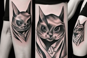 a bat landed on the cat's nose tattoo idea