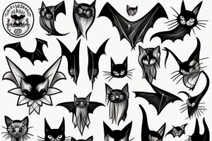 bat sitting on cat's nose tattoo idea