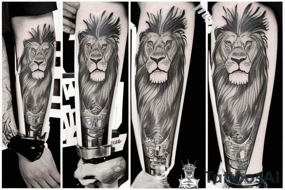 a lion in a suit and a cigarette in his mouth tattoo idea