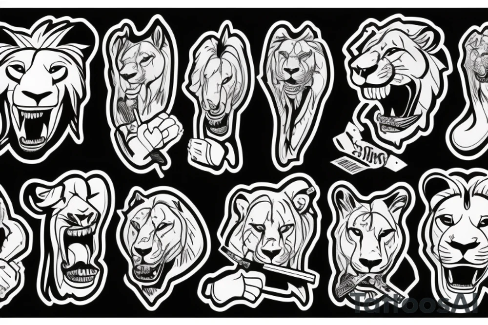 a lion in a suit and a cigarette in his mouth tattoo idea