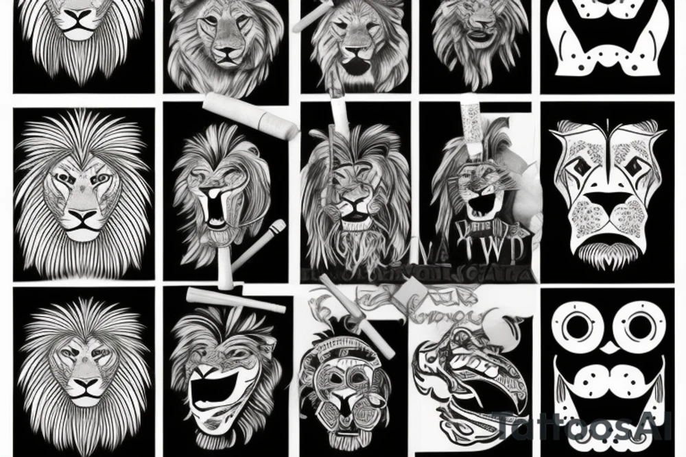a lion in a suit and a cigarette in his mouth tattoo idea