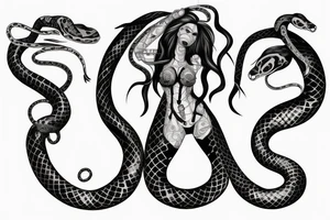 A female figure with snakes tattoo idea